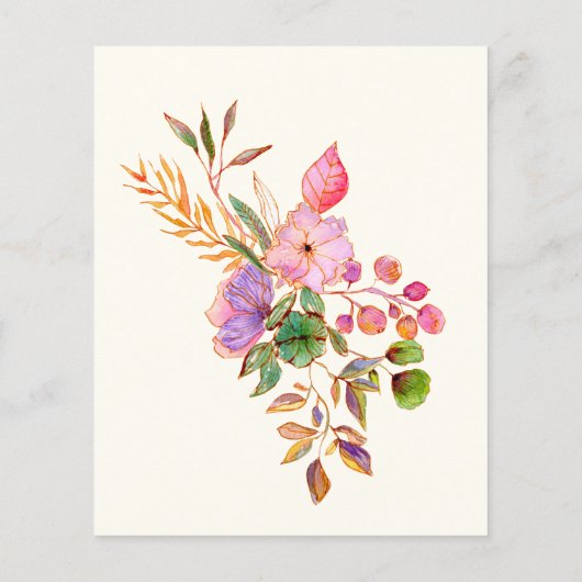 バジェットかわいい水色フローラベビーシャワー招待状 (裏面)