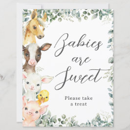 バジェットかわいい農園動物ベビーは甘いトリートサイン