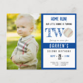 バジェットかわいい野球フォトボーイ2nd誕生日招待状 (正面)