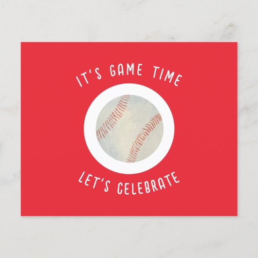 バジェットかわいい野球フォト誕生日招待状 (裏面)