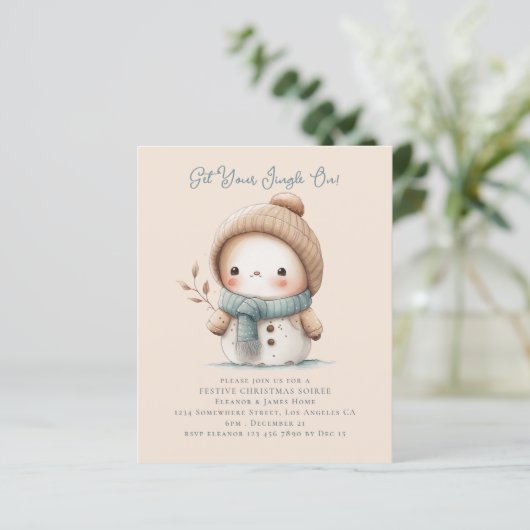 バジェットかわいい雪だるまクリスマスパーティー招待状 (スタンド正面)