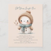 バジェットかわいい雪だるまクリスマスパーティー招待状 (正面)