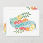 バジェットかわいらしかわいい花模様マザーズ・デイ・カード (正面/裏面)