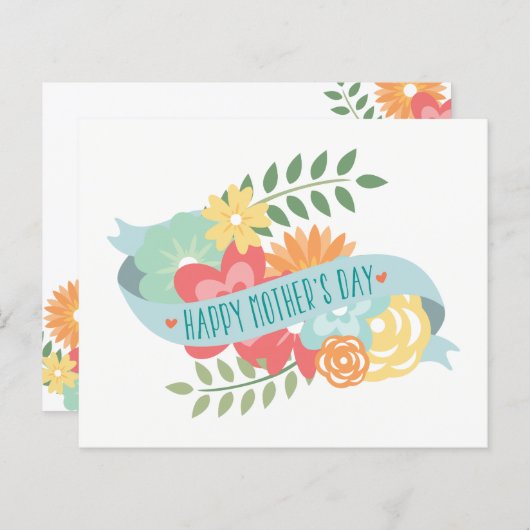 バジェットかわいらしかわいい花模様マザーズ・デイ・カード (正面/裏面)