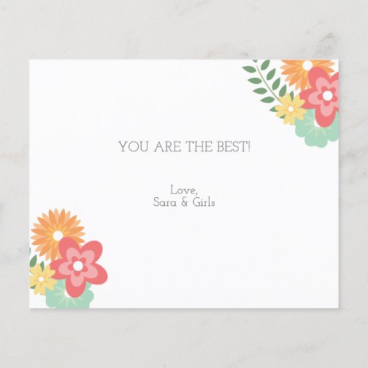 バジェットかわいらしかわいい花模様マザーズ・デイ・カード (裏面)