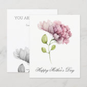 バジェットかわいらしウォーターカラー花模様マザーズDay Card (正面/裏面)