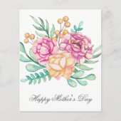 バジェットかわいらしウォーターカラー花模様マザーズDay Card (正面)