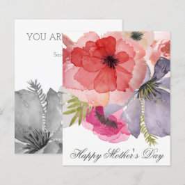 バジェットかわいらしウォーターカラー花模様マザーズDay Card