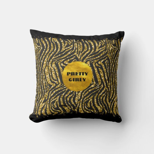 バジェットかわいらしガーリー金ゴールドグリッターフォイルGlam クッション (正面)