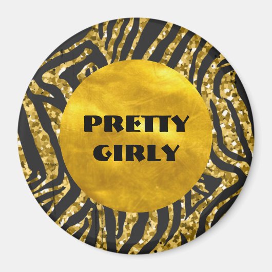 バジェットかわいらしガーリー金ゴールドグリッターフォイルGlam マグネット (正面)