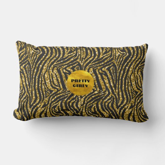 バジェットかわいらしガーリー金ゴールドグリッターフォイルGlam ランバークッション (正面)