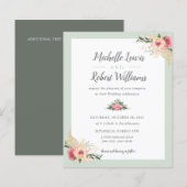 バジェットかわいらしセージとピンクのフローラ結婚ズ (正面/裏面)