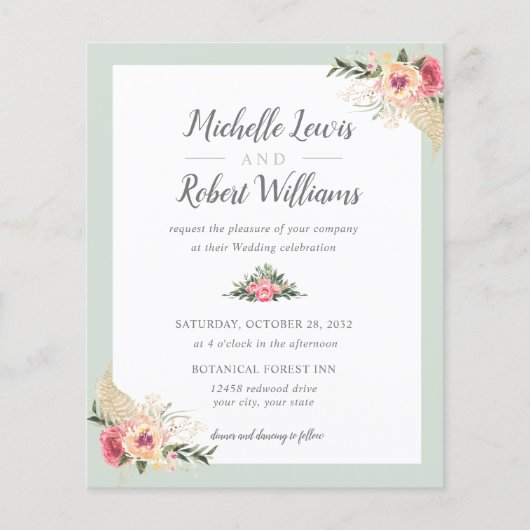 バジェットかわいらしセージとピンクのフローラ結婚ズ (正面)