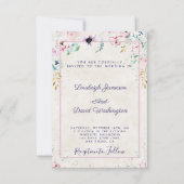 バジェットかわいらしピンクと紫のフローラの結婚インビ 招待状 (正面)