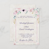 バジェットかわいらしピンクと紫のフローラの結婚インビ 招待状 (正面/裏面)