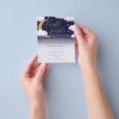 バジェットきらびやかな小さな星ピンクの女の子ベビーシャワー チラシ (手)