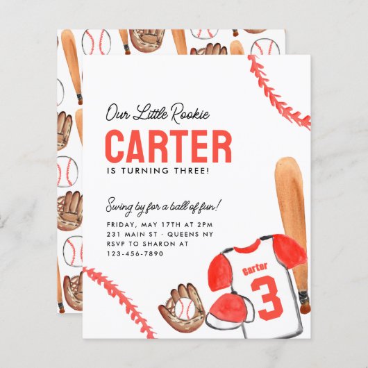 バジェットこうもりグローブスポーツシャツ野球誕生日 (正面/裏面)