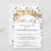 バジェットこんにちは赤ちゃんシャワー花林動物 招待状 (正面)