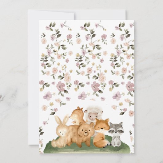 バジェットこんにちは赤ちゃんシャワー花林動物 招待状 (裏面)