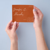 バジェットさびオレンジの書道結婚写真のV2 チラシ (手)