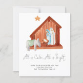 バジェットすべて落ち着いたシンプル出生ホリデーカード (正面)