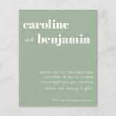 バジェットはっきりしたセージグリーンモダン結婚式招待状 (正面)