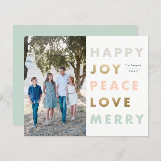 バジェットはっきりしたタイプフォトクリスマスホリデーカード (正面/裏面)