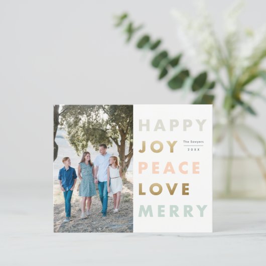 バジェットはっきりしたタイプフォトクリスマスホリデーカード (スタンド正面)