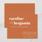 バジェットはっきりしたテラコッタシックモダンウェディング招待 (正面/裏面)