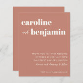 バジェットはっきりしたテラコッタモダン結婚式招待状 (正面/裏面)