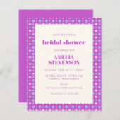 バジェットはっきりしたパープルフローラブライダルシャワー招待状 (正面/裏面)