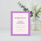 バジェットはっきりしたパープルフローラブライダルシャワー招待状 (スタンド正面)