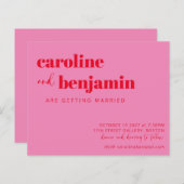 バジェットはっきりしたピンクレッドモダン結婚式招待状 (正面/裏面)