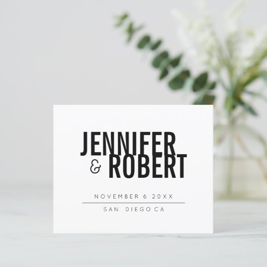 バジェットはっきりしたブラックミニマルウェディングの日付を保存 (スタンド正面)