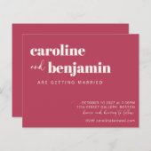バジェットはっきりしたマゼンダモダン結婚式招待状 (正面/裏面)