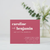 バジェットはっきりしたマゼンダモダン結婚式招待状 (スタンド正面)