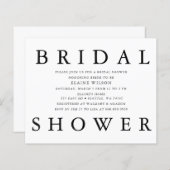 バジェットはっきりしたレターモダンブライダルシャワー招待状 (正面/裏面)