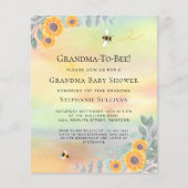バジェットばあちゃん – ビー赤ちゃんシャワー招待状 (正面)