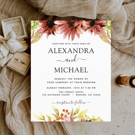 バジェットひまわりバーガンディーカントリー結婚式