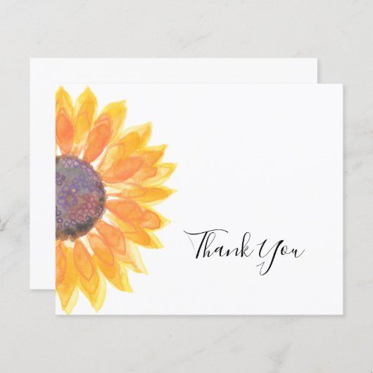 バジェットひまわり水彩サンキューカード (正面/裏面)