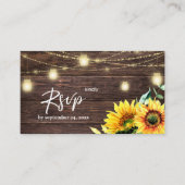バジェットひまわり、木材、ライト2SM食事RSVP エンクロージャーカード (正面)