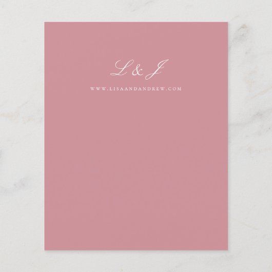 バジェットほこりっぽいバラピンク結婚の書道のフライヤー チラシ (裏面)