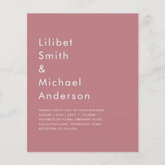 バジェットほこりっぽいバラ結婚モノクロ チラシ (正面)