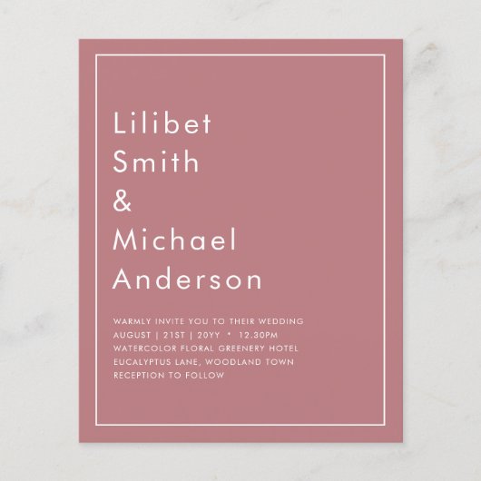 バジェットほこりっぽいバラ結婚モノクロ チラシ (正面)