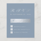 バジェットほこりっぽいブルーシルバーカリグラフィウェディングRSVP (正面)