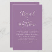 バジェットほこりっぽい薄紫モダンフォト結婚式招待状 (正面/裏面)