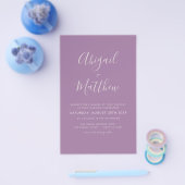 バジェットほこりっぽい薄紫モダンフォト結婚式招待状 チラシ (シングル)