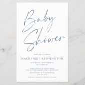 バジェットほこりっぽい青シンプル色のスクリプト赤ちゃんシャワーFLYER チラシ (正面)