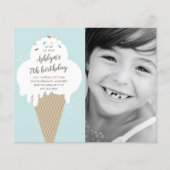 バジェットアイスクリームコーン子供の誕生日招待 (正面)
