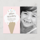 バジェットアイスクリームコーン子供の誕生日招待 (正面)